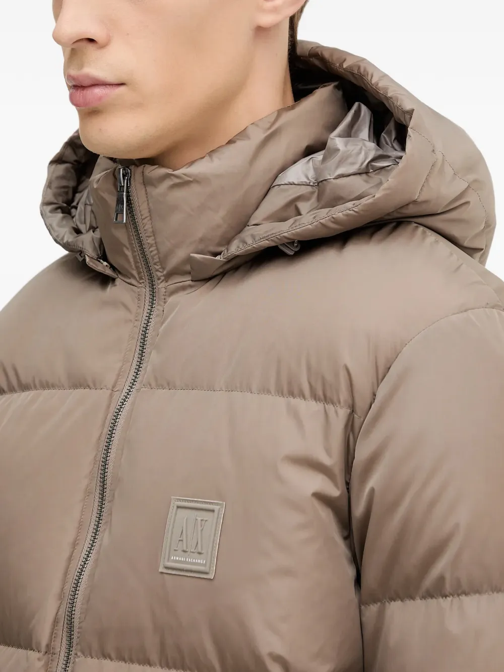 Armani Exchange Donsjack met capuchon Beige