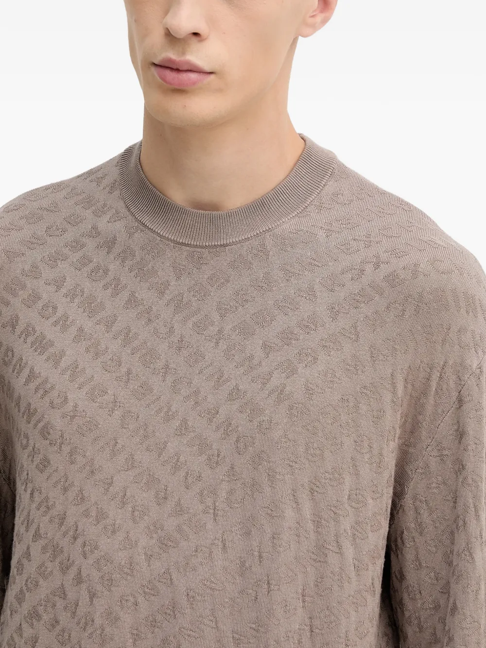 Armani Exchange Trui met patroon en ronde hals Beige