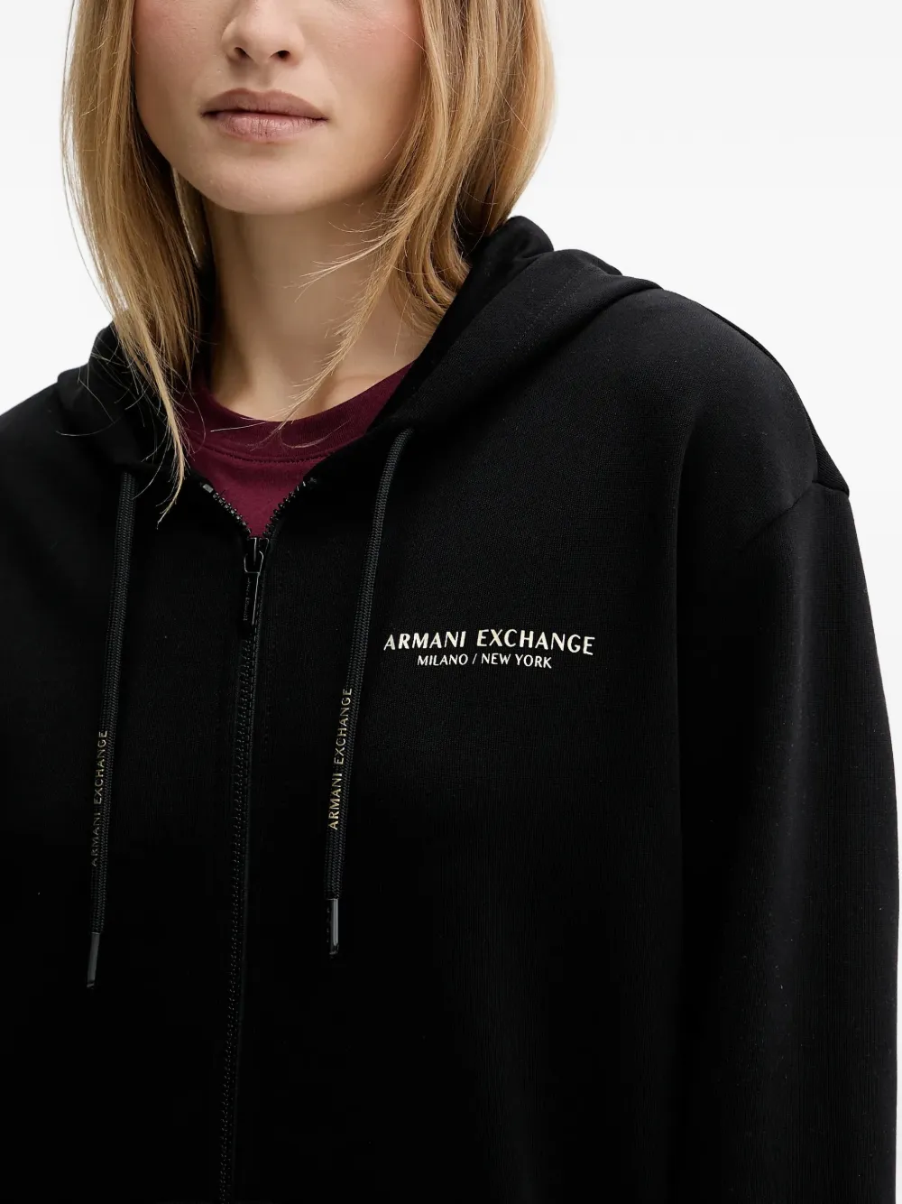 Armani Exchange Top met trekkoord en rits Zwart