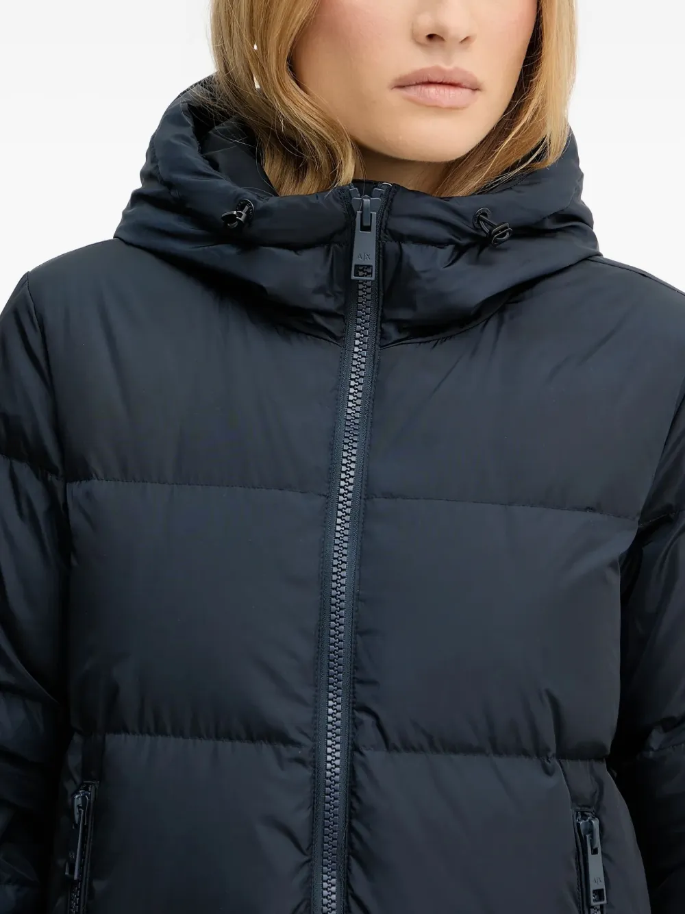 Armani Exchange Hooded Zip Coat In Multi