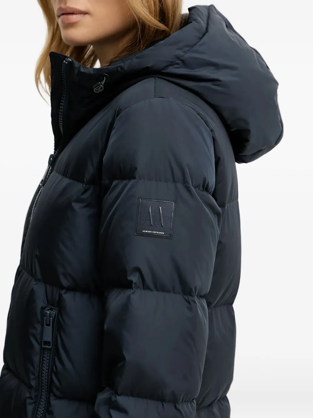 Armani Exchange Hooded Zip Coat In Multi