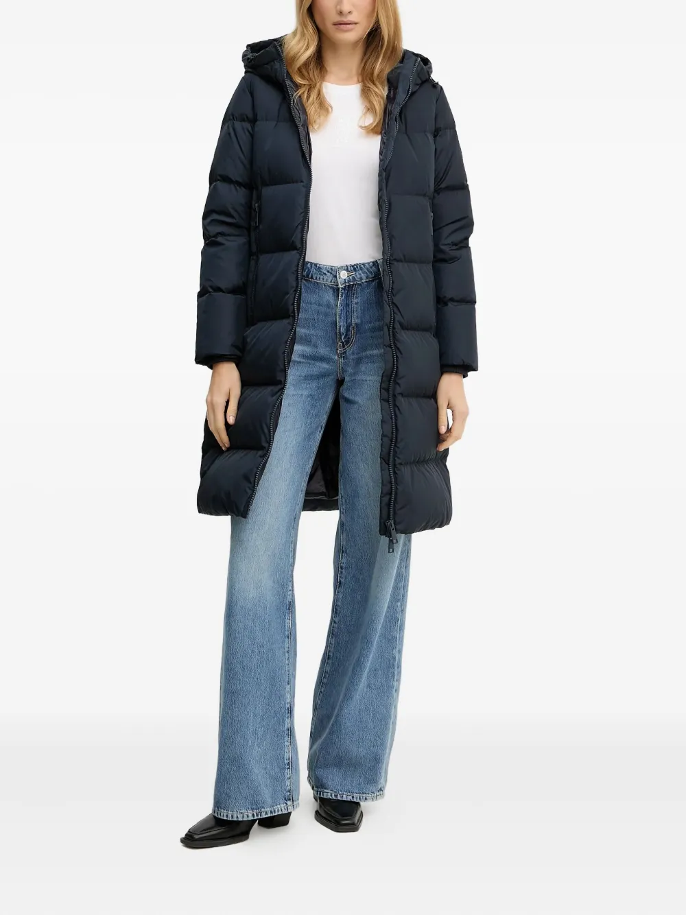 Armani Exchange Hooded Zip Coat In Multi