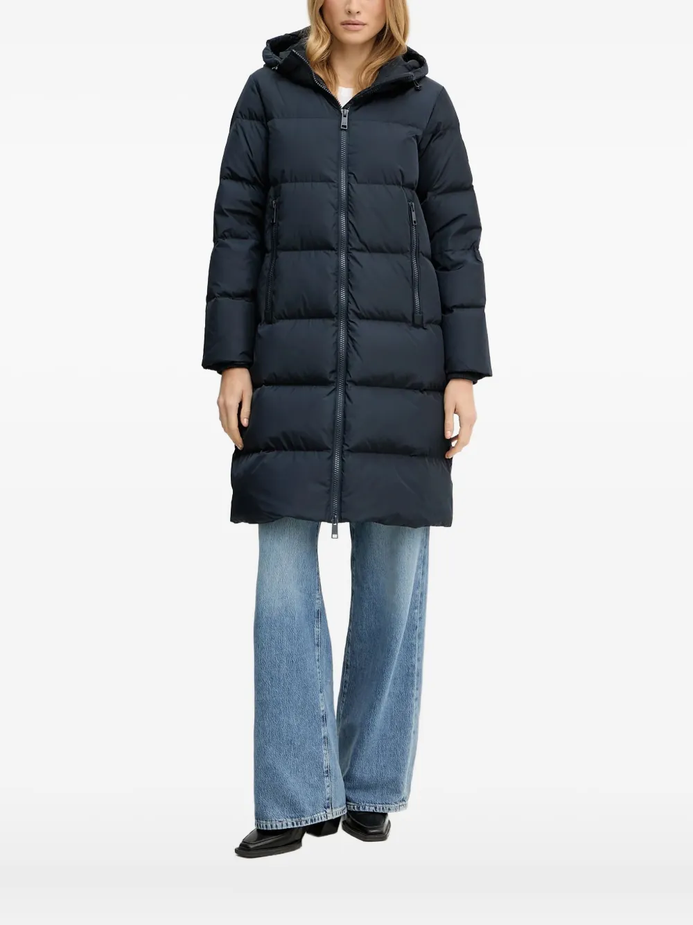 Armani Exchange Hooded Zip Coat In Multi
