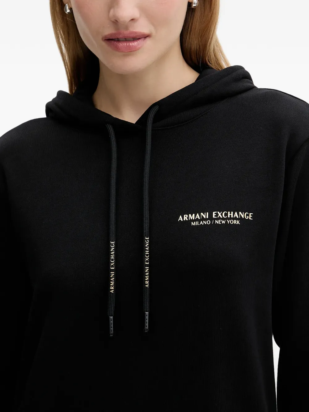 Armani Exchange Mini-jurk met capuchon en trekkoord Zwart