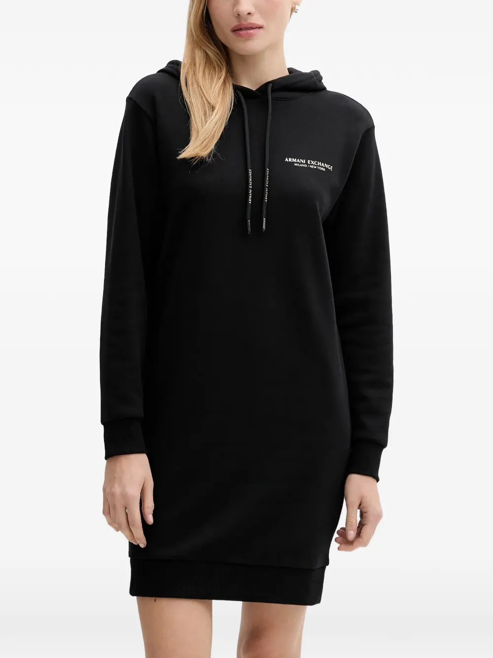 Armani Exchange drawstring hooded mini dress - Nero