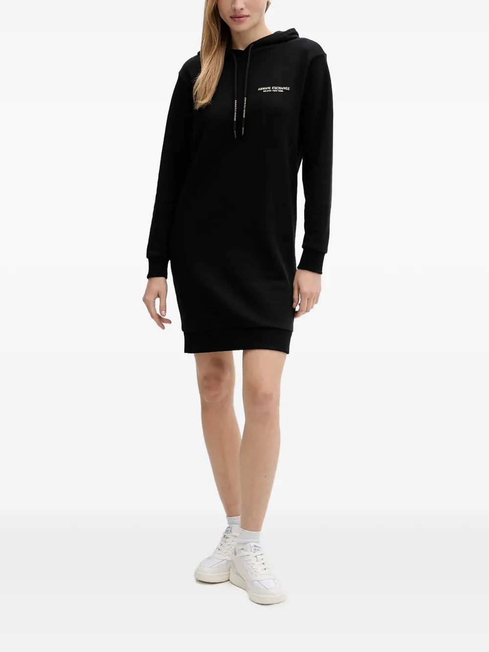 Armani Exchange Mini-jurk met capuchon en trekkoord Zwart
