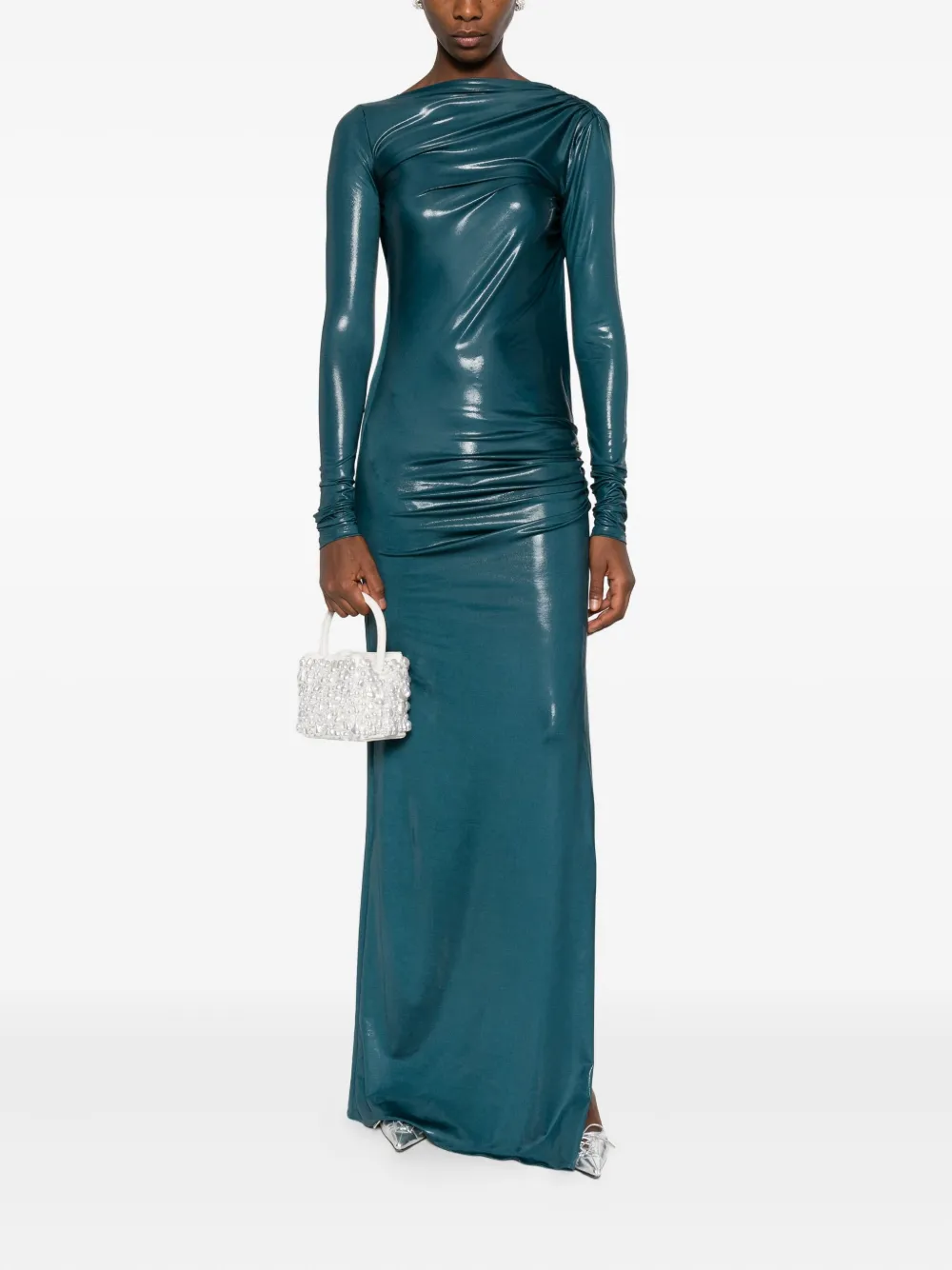 THE ANDAMANE long-sleeve draped dress - Blauw