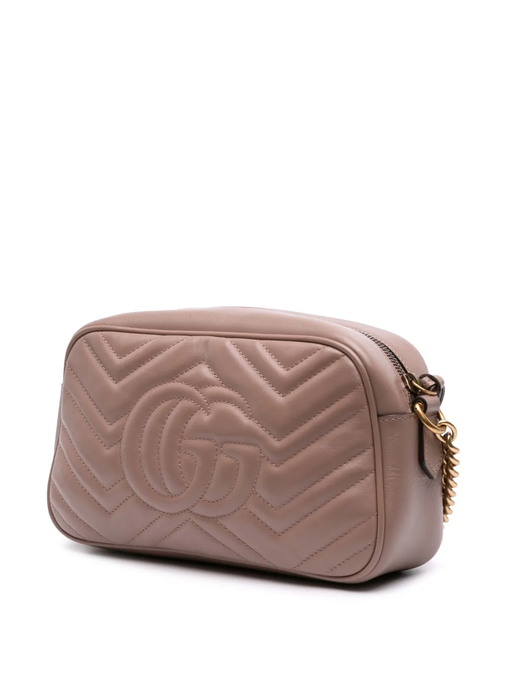 Pre-owned Gucci 2016-2025 Small Gg Marmont Matelasse Leather Crossbody Bag In Brown