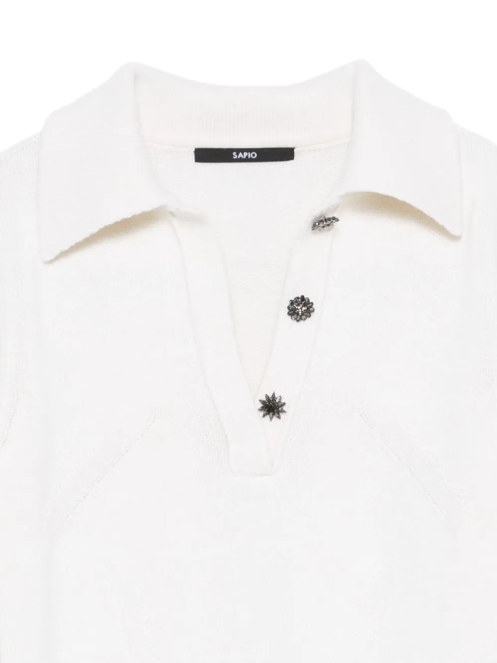 Sapio Button-embellished Polo Top In White