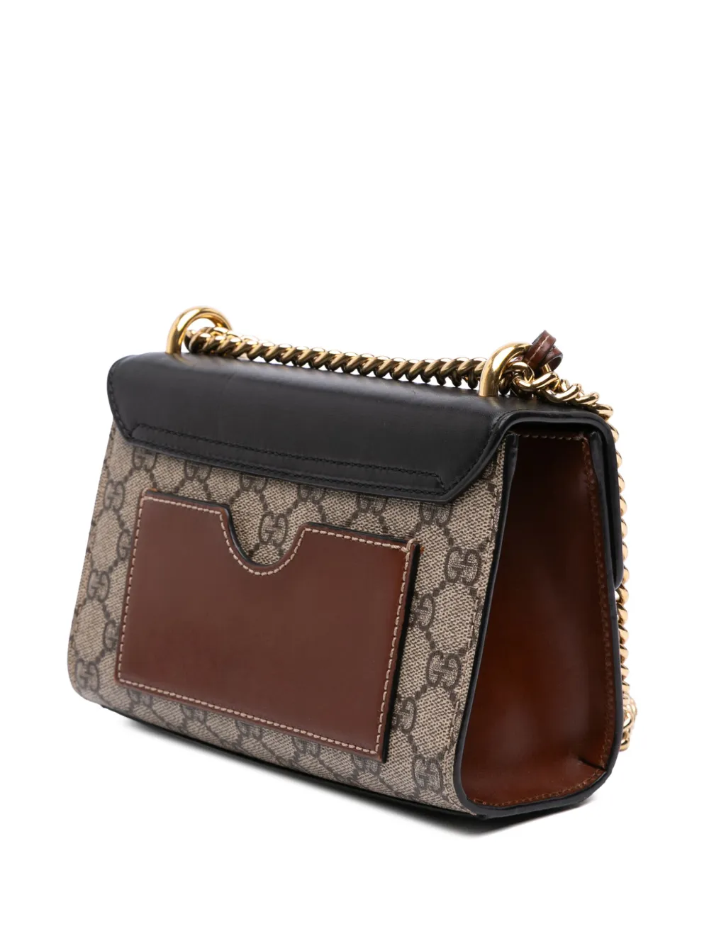 Pre-owned Gucci 2016-2025 Small Gg Supreme Padlock Crossbody Bag In Brown