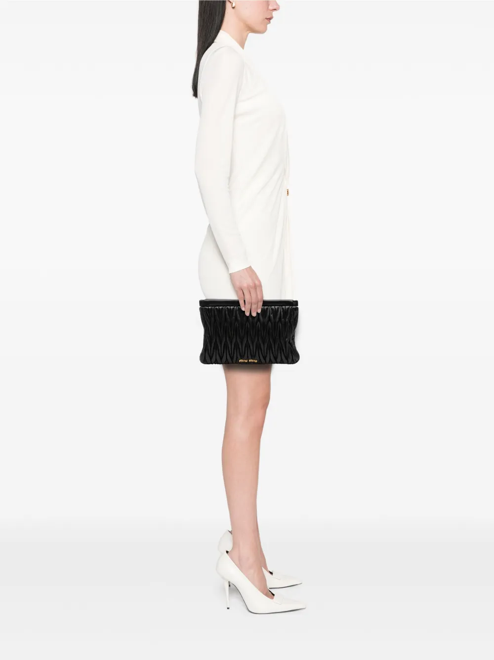 Pre-owned Miu Miu 2010-2025 Nappa Matelasse Frame Clutch Bag In Black