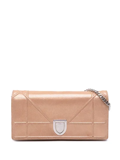 Christian Dior Pre-Owned 2015 Metallic Grained Calfskin Diorama Wallet on Chain crossbody bag