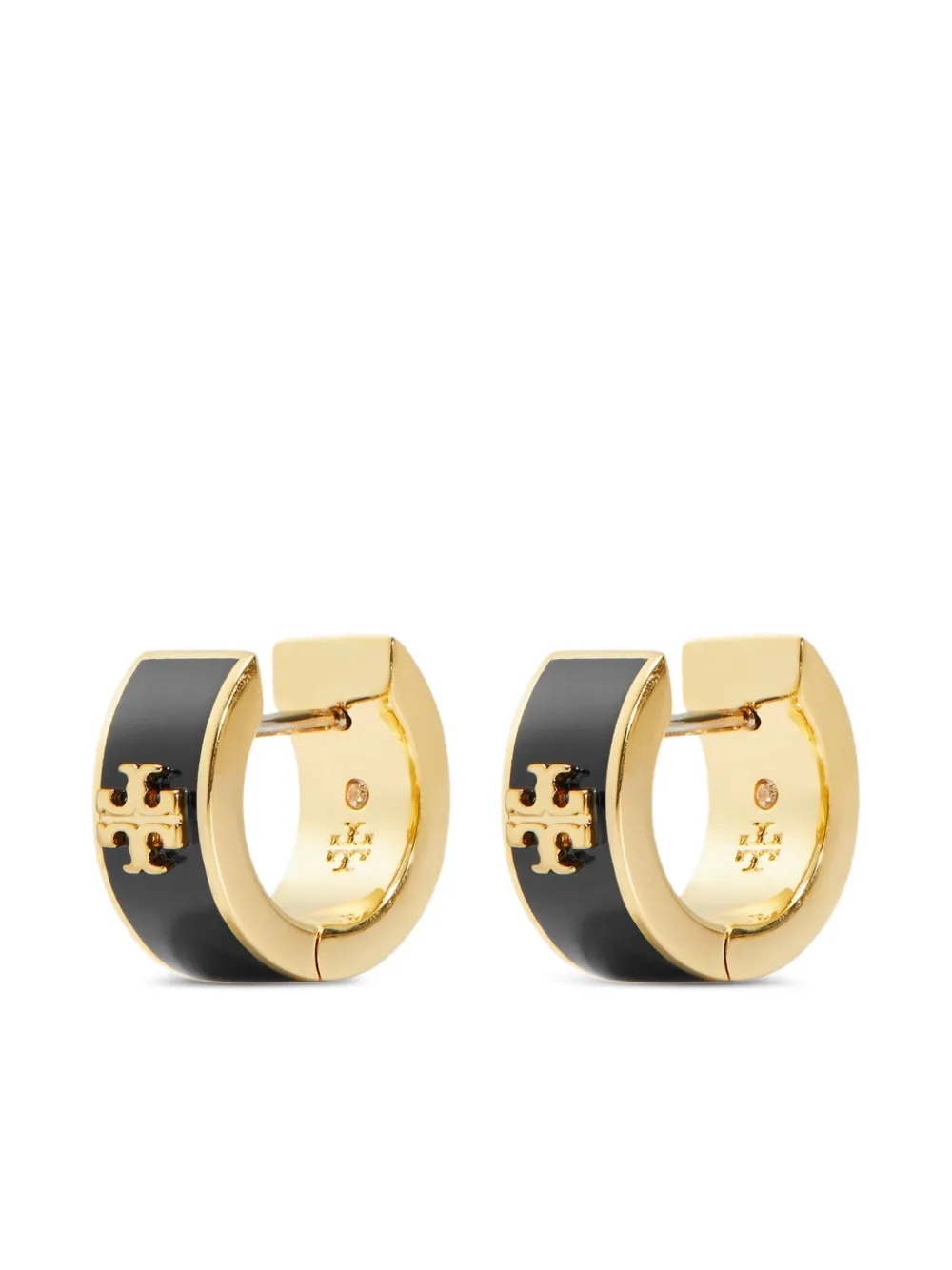 Tory Burch Geëmailleerde Huggie oorbellen - Zwart