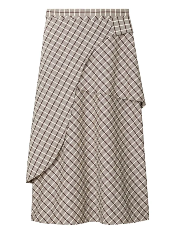 Tory Burch Windowpane Wrap Skirt Grey FARFETCH