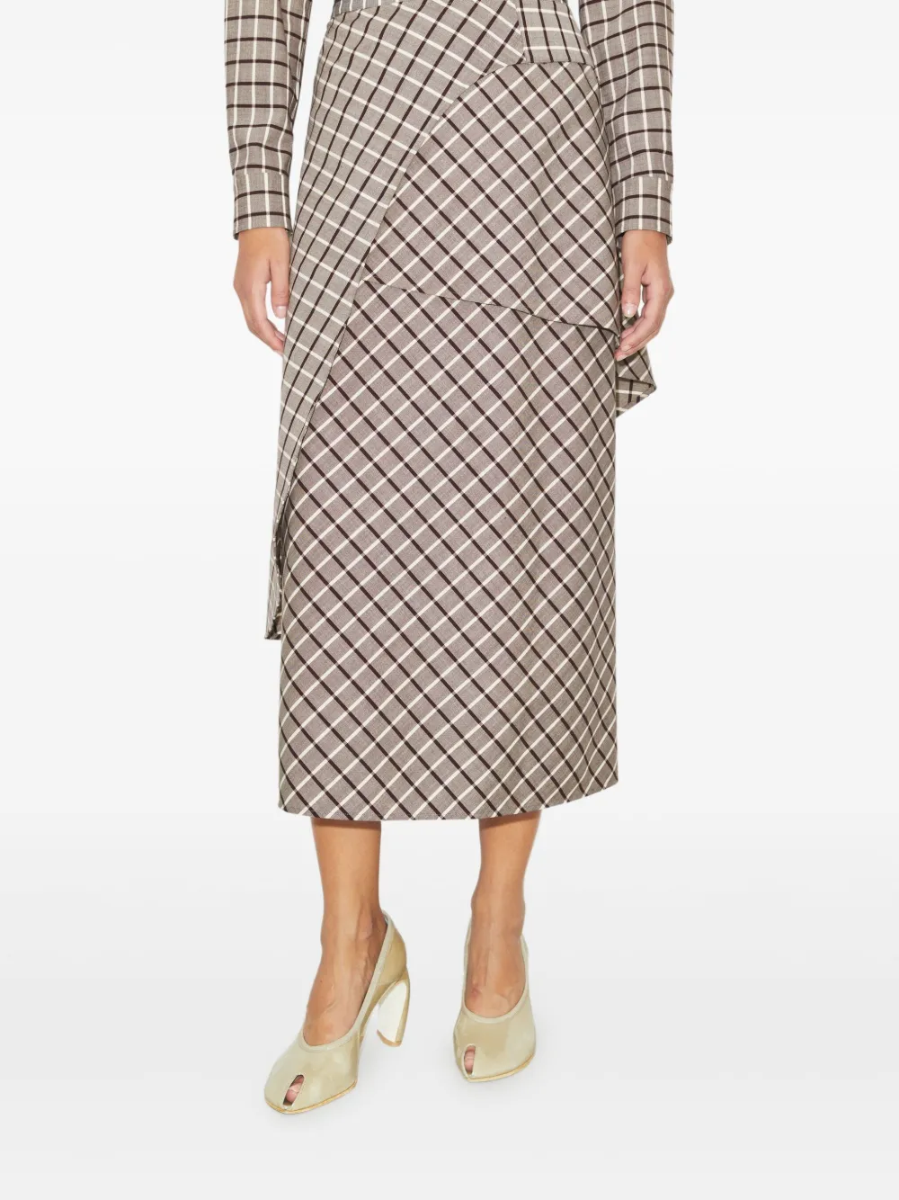 Tory Burch Windowpane Wrap Skirt In Neutral