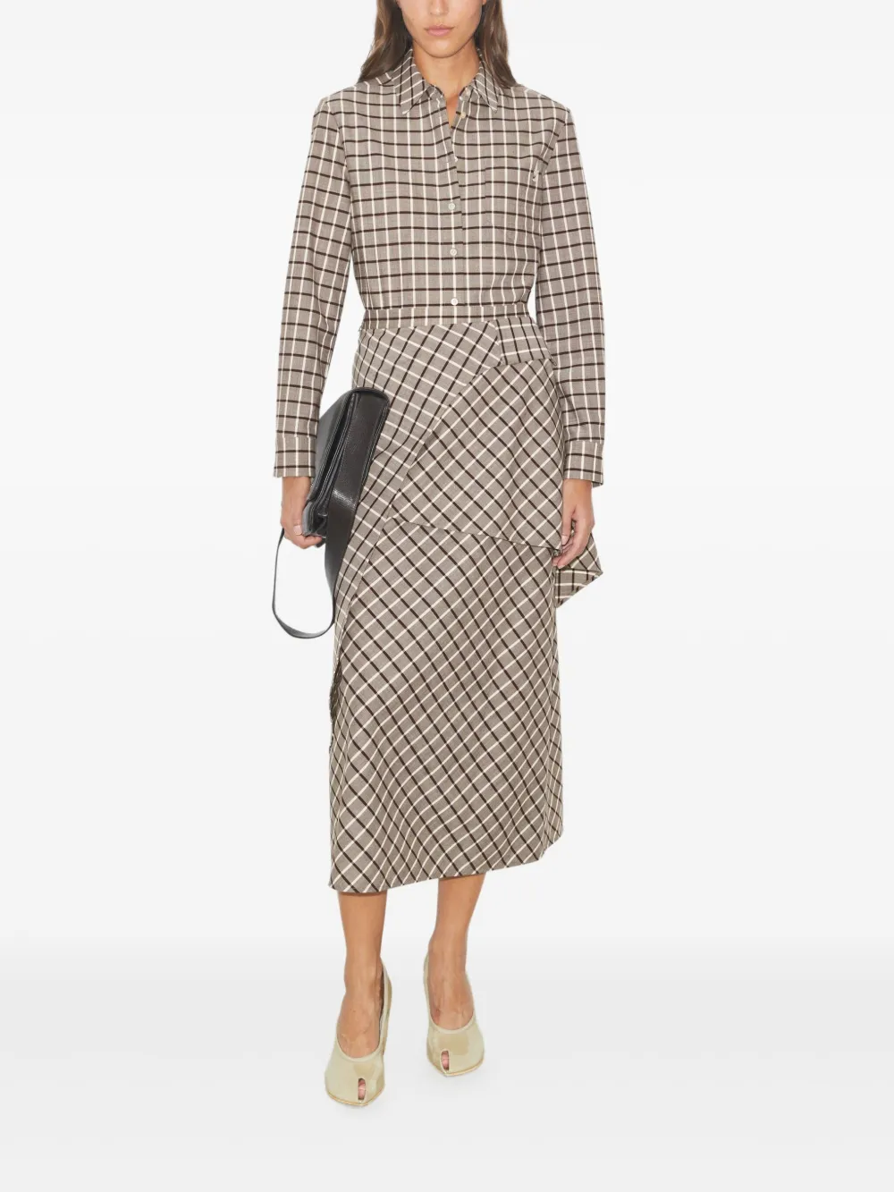 Tory Burch windowpane wrap skirt - Grijs