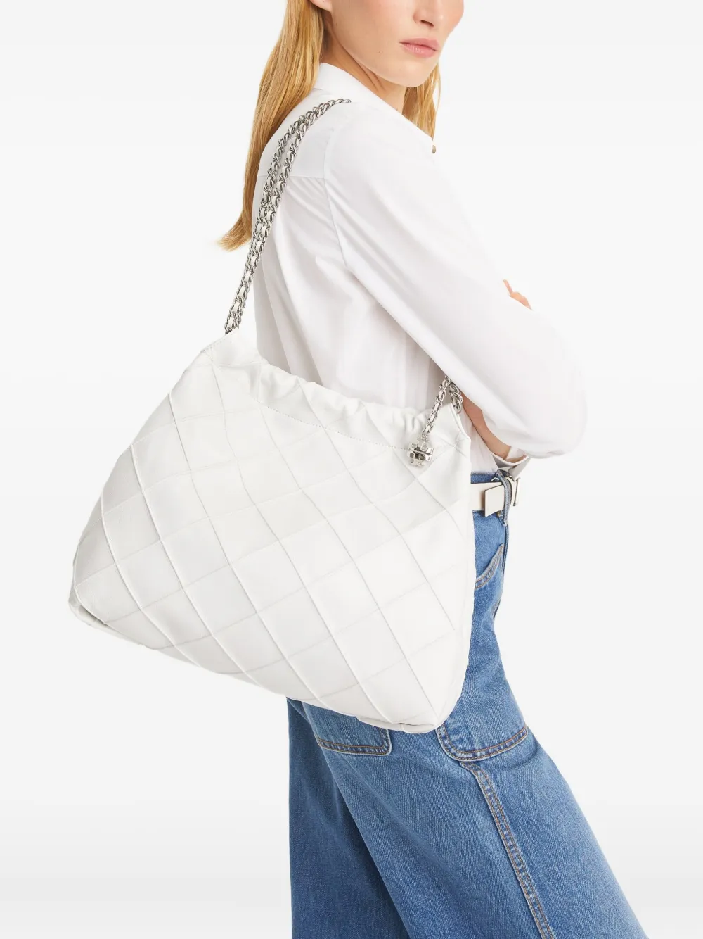 Tory Burch Fleming Tote Bag Im Distressed-look In White