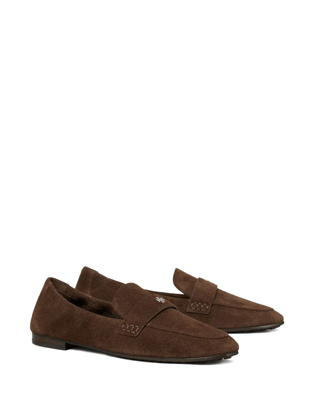 Tory Burch logo-plaque suede loafers Brown