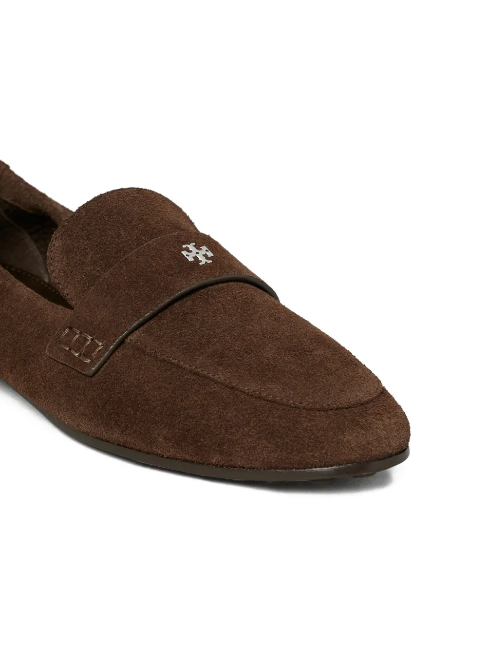 Tory Burch logo-plaque suede loafers Brown