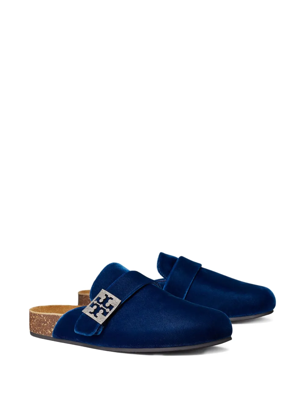 Tory Burch Fluwelen slippers met kristal - Blauw