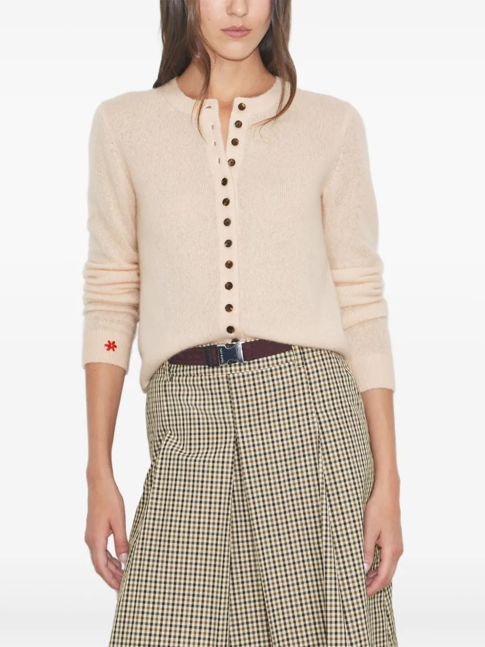 Tory Burch Button-detail Cashmere Cardigan In Neutral