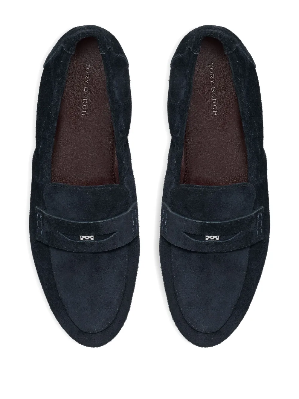 Tory Burch Penny-strap Suede Loafers In Blue
