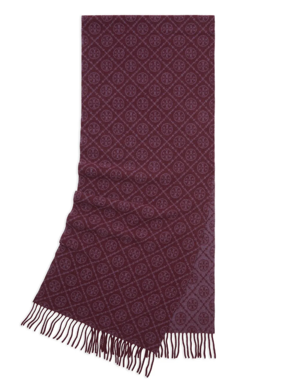 Tory Burch Monogram Oblong Scarf In Burgundy