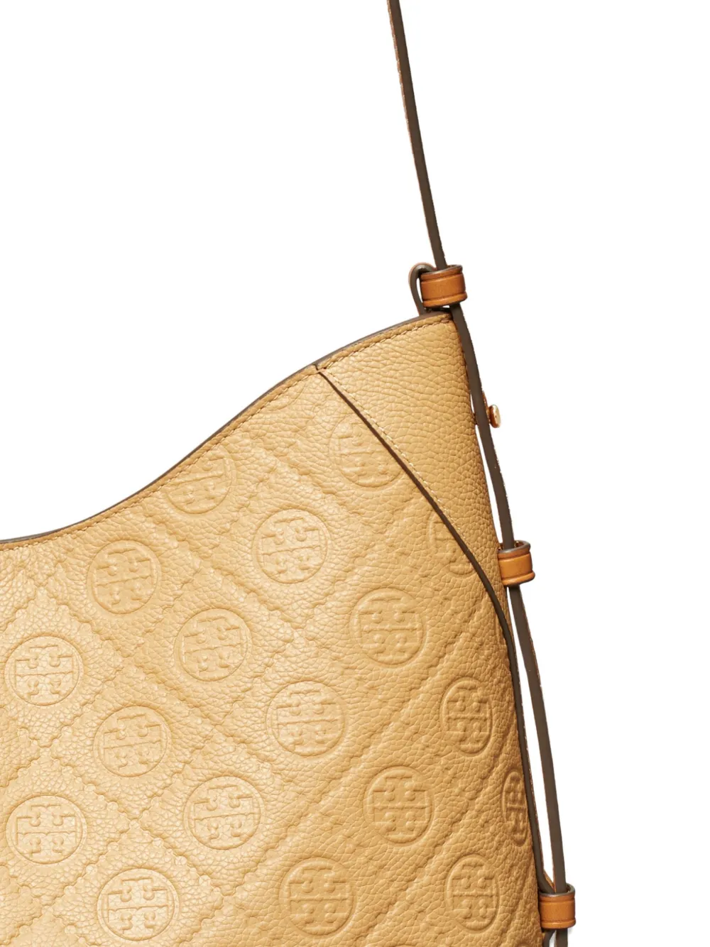 Tory Burch T Monogram Pebble Leather Messenger Bag In Neutral
