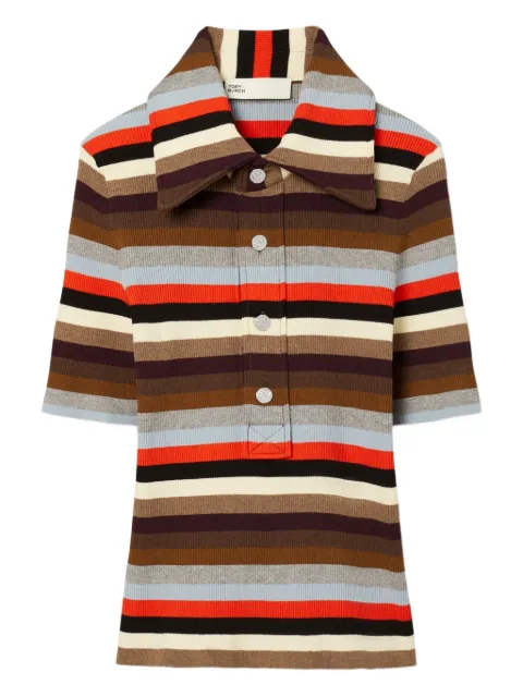Tory Burch striped ribbed polo shirt
