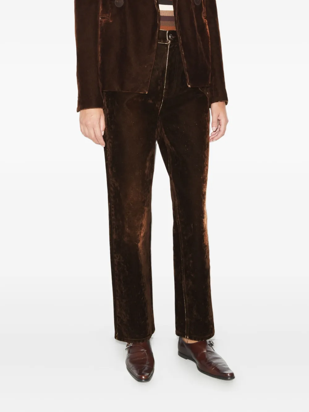 Tory Burch Velvet Trousers In Brown