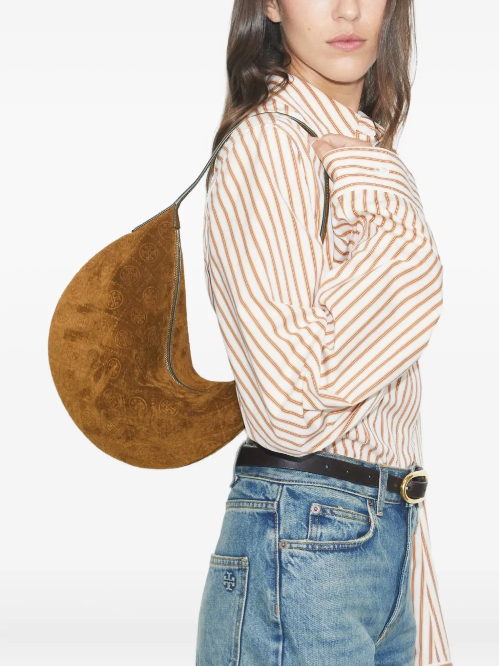 Tory Burch Small Balloon T-monogram Shoulder Bag In Brown