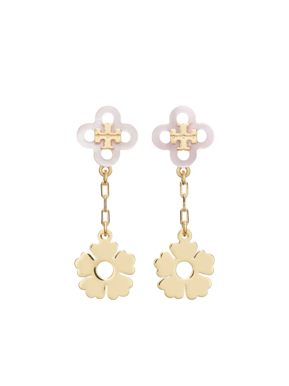 Tory Burch clover flower earrings - Oro