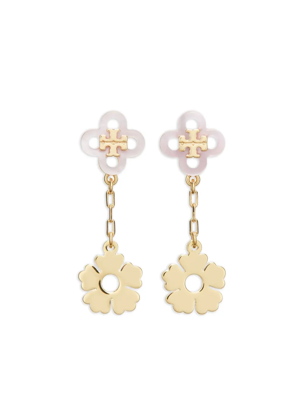 Tory Burch クローバーフローラル ピアス - ゴールドトーン Tory Burch クローバーフローラル ピアス - ゴールドトーン
