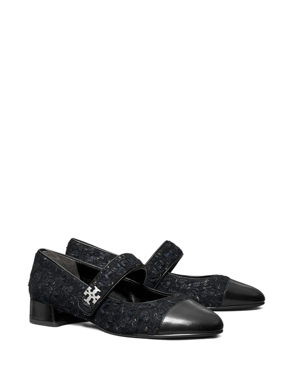 Tory Burch tweed cap-toe ballet flats - Blauw