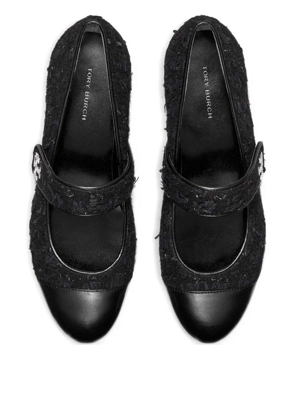 Tory Burch tweed cap-toe ballet flats Blauw