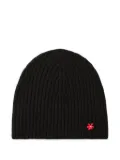 Tory Burch ribbed flower-detail beanie hat - Black