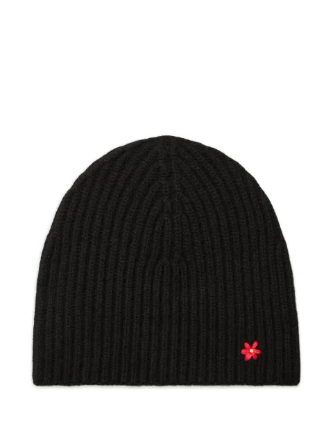 Tory Burch ribbed flower-detail beanie hat 
