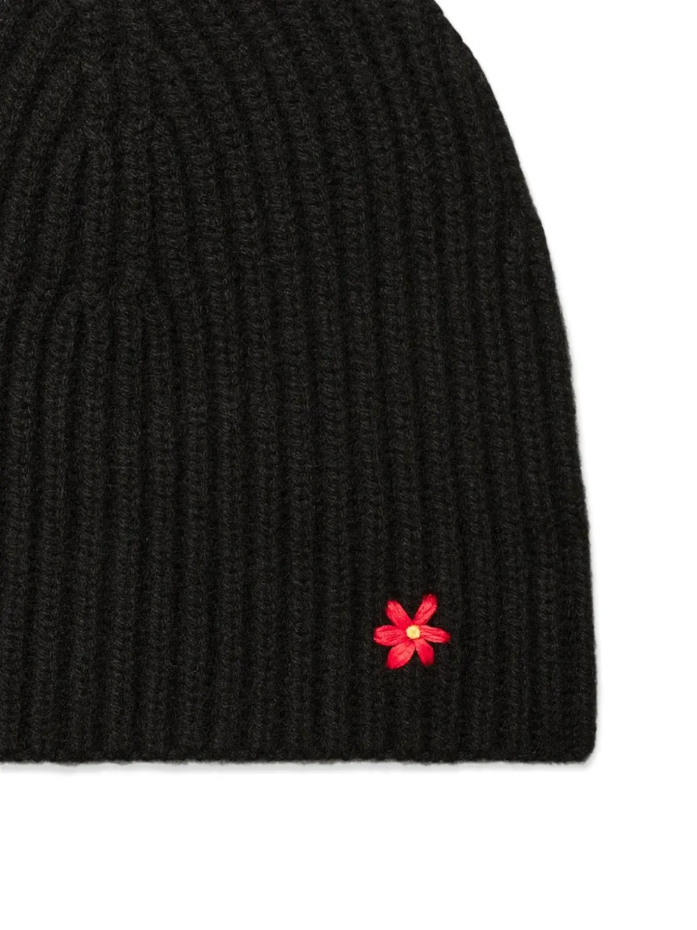Tory Burch Geribbelde muts met bloemdetail - Zwart