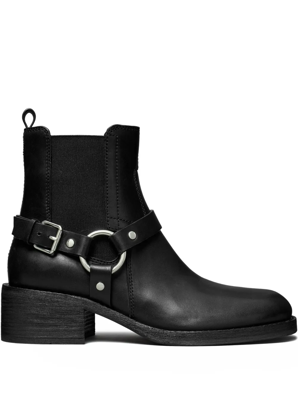 Tory Burch Buckle-strap Ring Detail Boots In Black