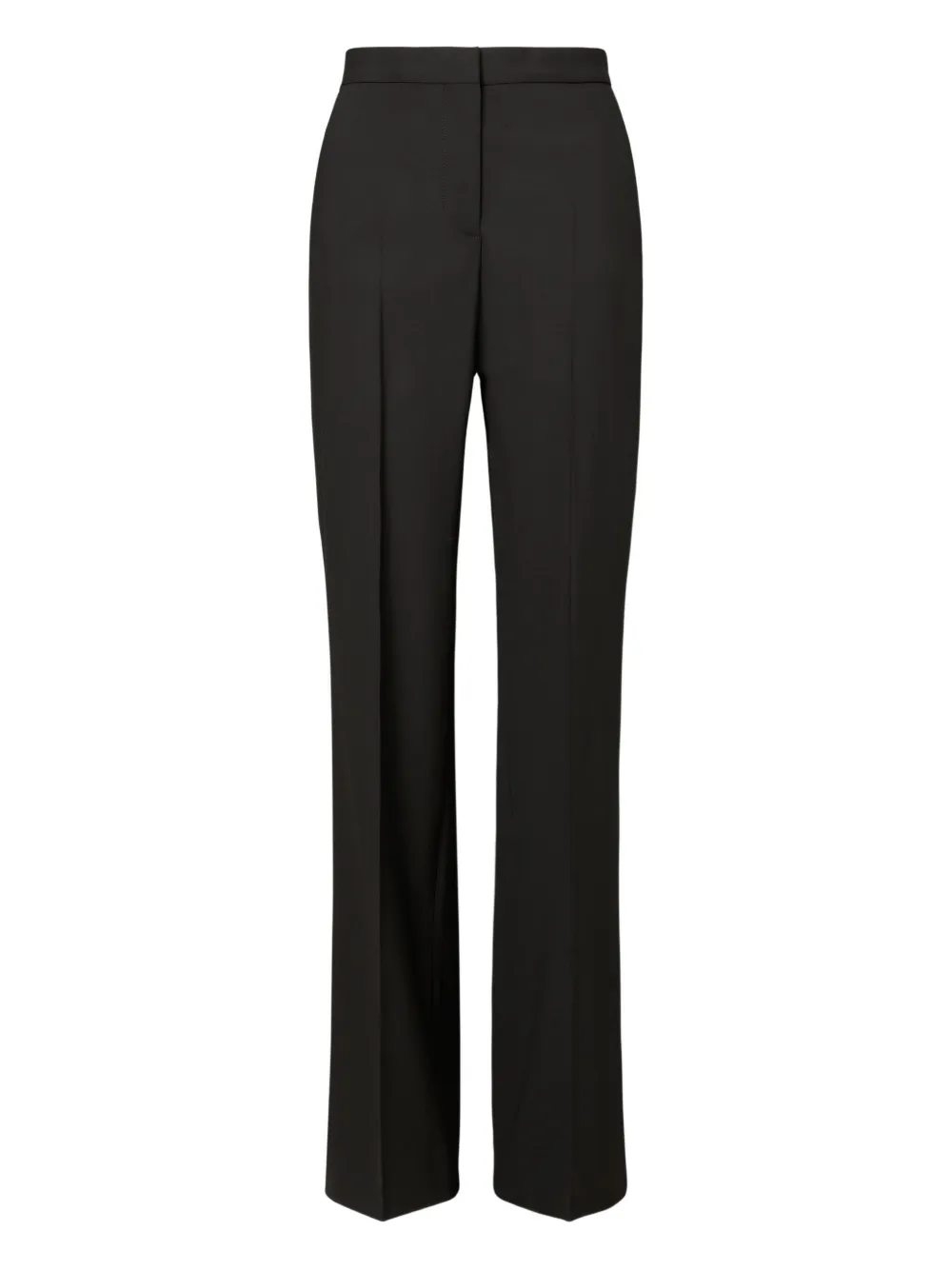 Tory Burch Wide Leg Wool Trousers Featuring Pleats In Black