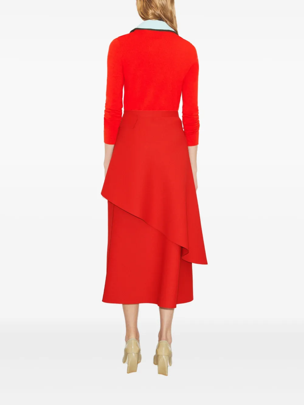 Tory Burch Layered Merino Wool Sweater In Red