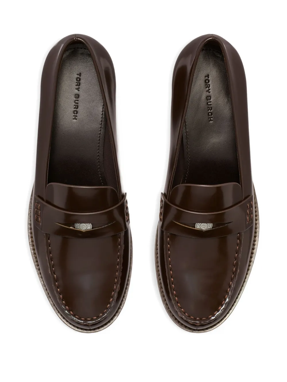 Tory Burch penny leather loafers Brown