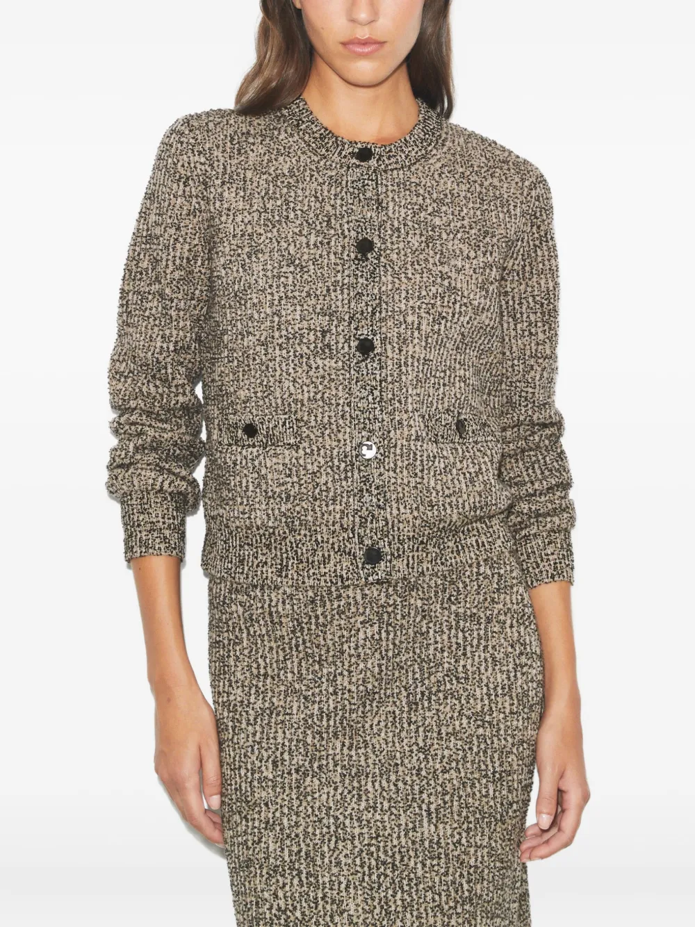 Tory Burch Tweed Pocket Cardigan In Multi