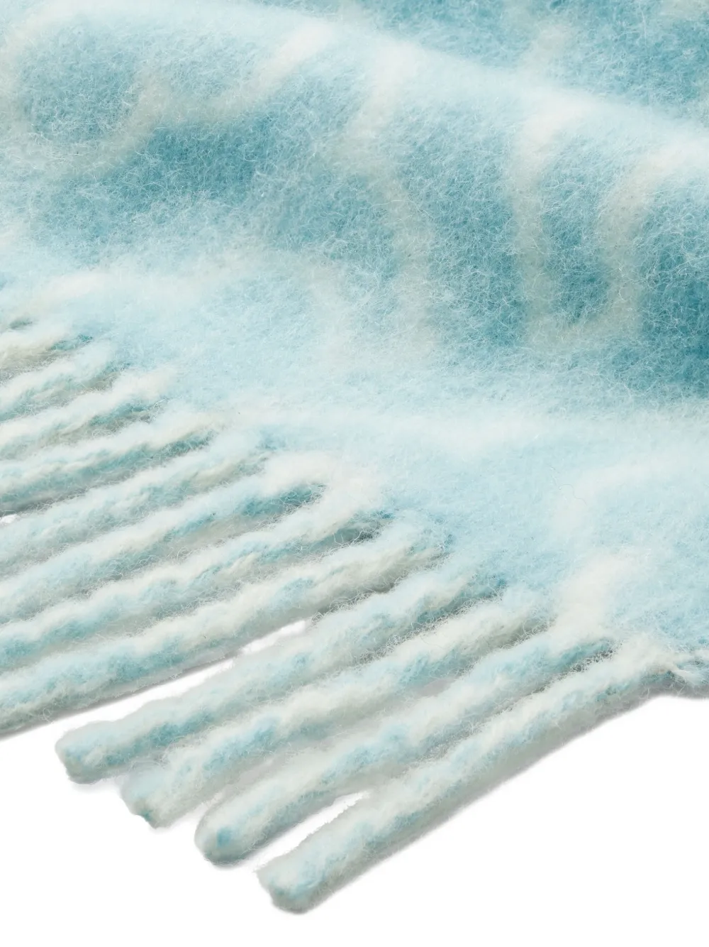 Tory Burch Logo-pattern Fringed Scarf In Blue