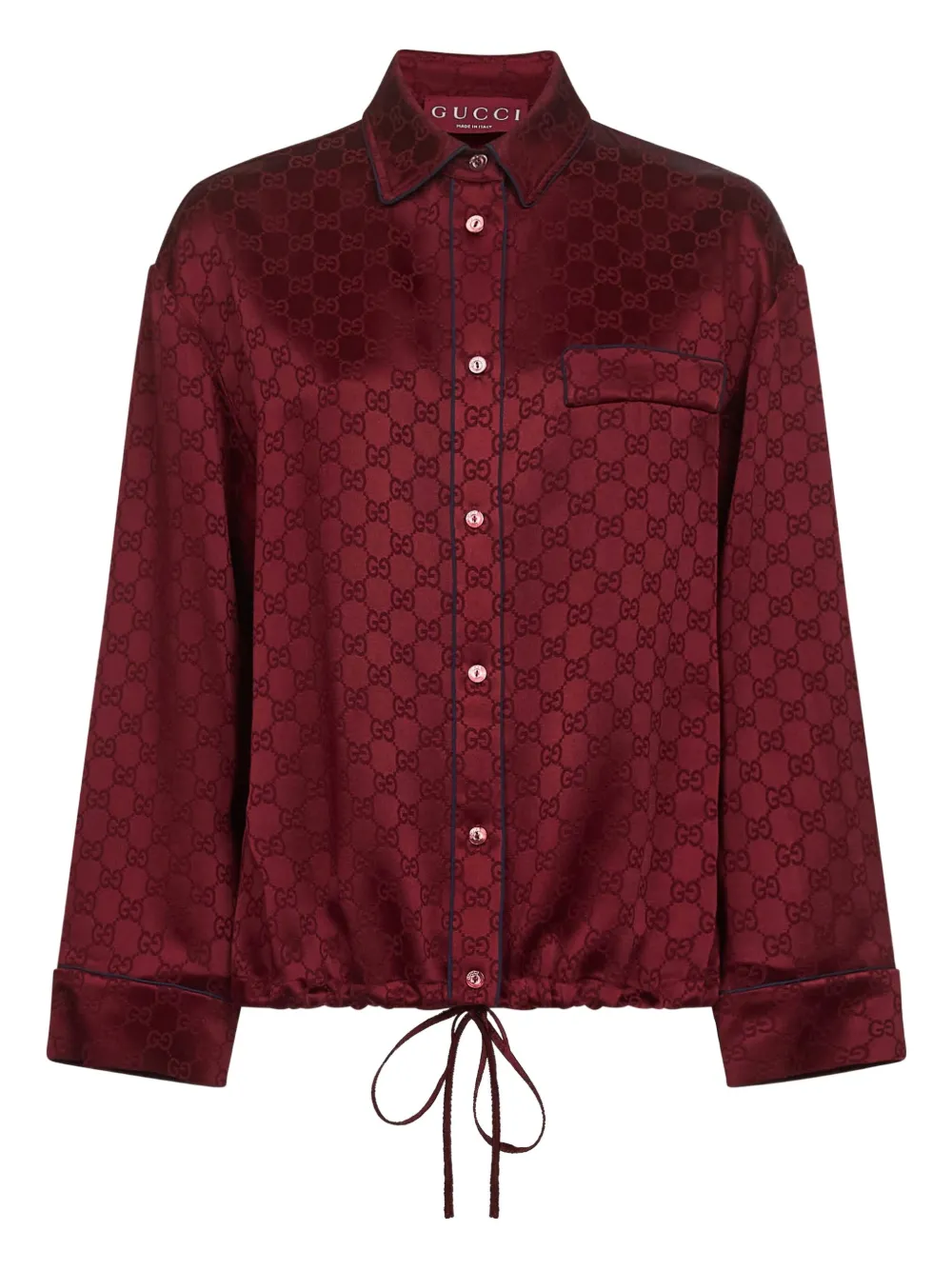 Gucci GG-pattern drawstring shirt | Red | Image 1