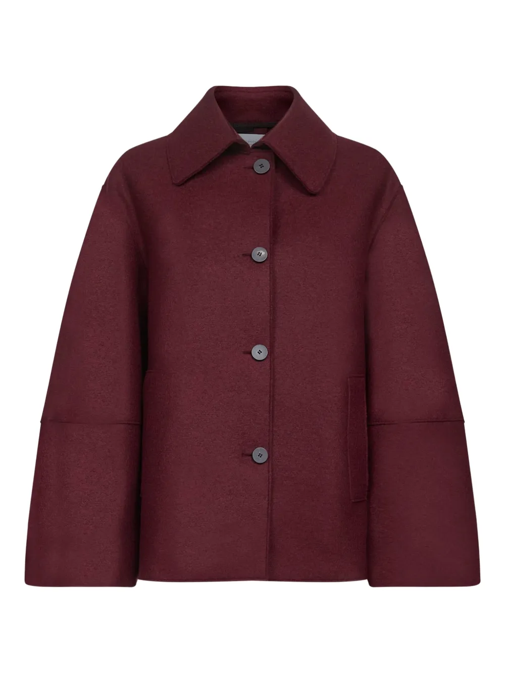 Harris Wharf London Button-fastening Wide-sleeve Coat In Burgundy