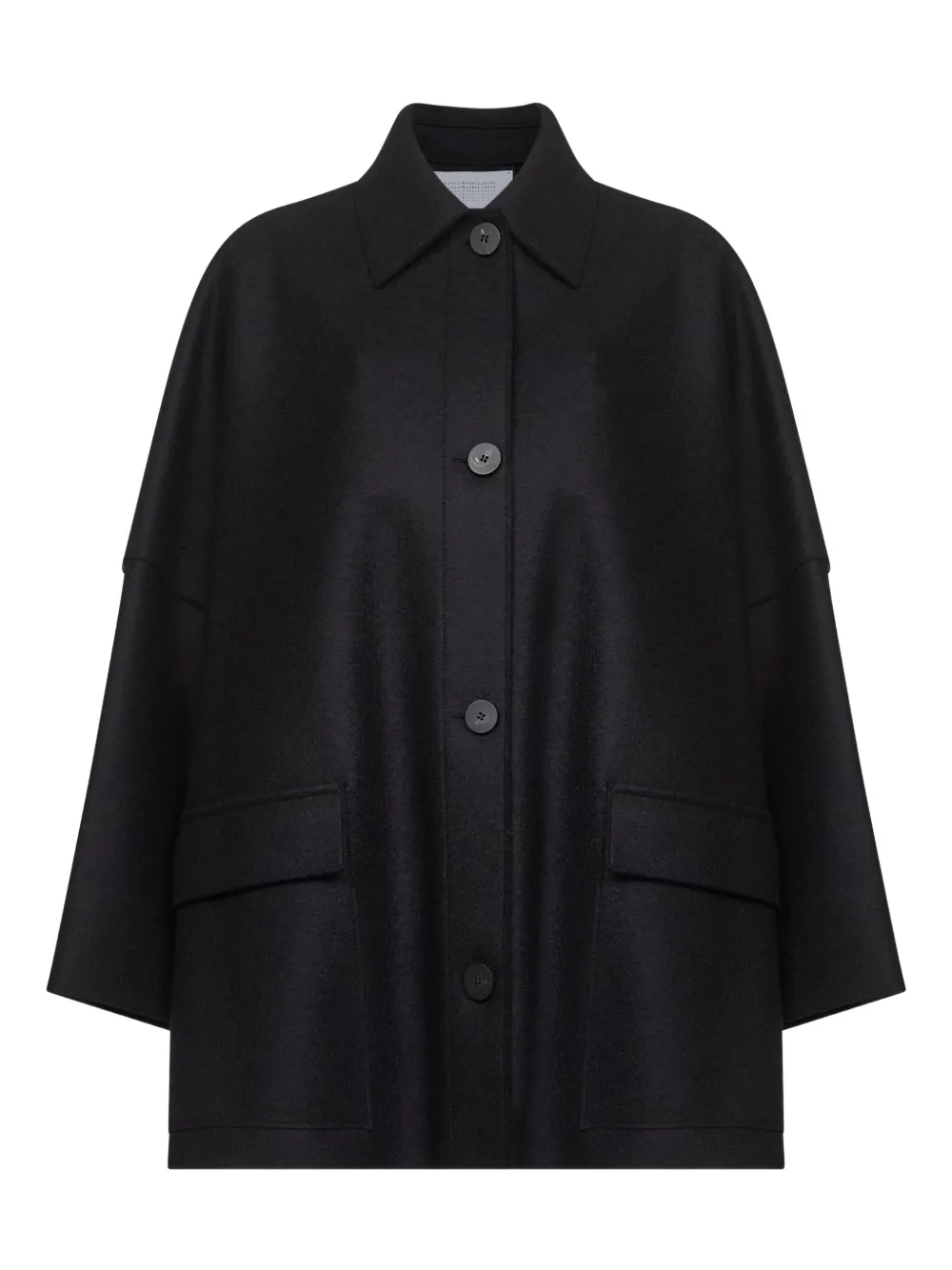 Harris Wharf London Button-fastening Patch-pocket Coat In Black