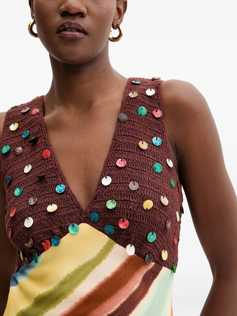 Never Fully Dressed V-neck Embellished Maxi Dress In Multi