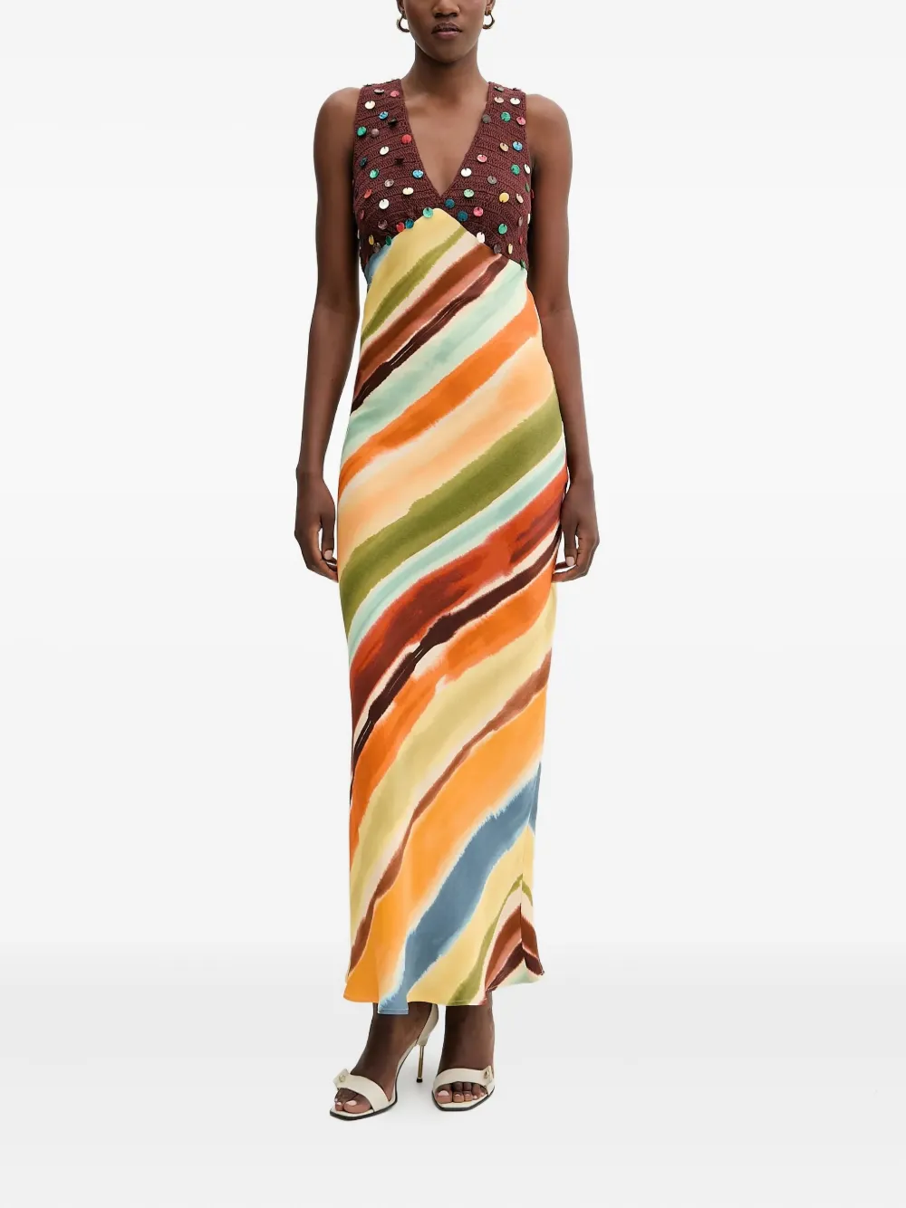NEVER FULLY DRESSED V-neck embellished maxi dress - Oranje