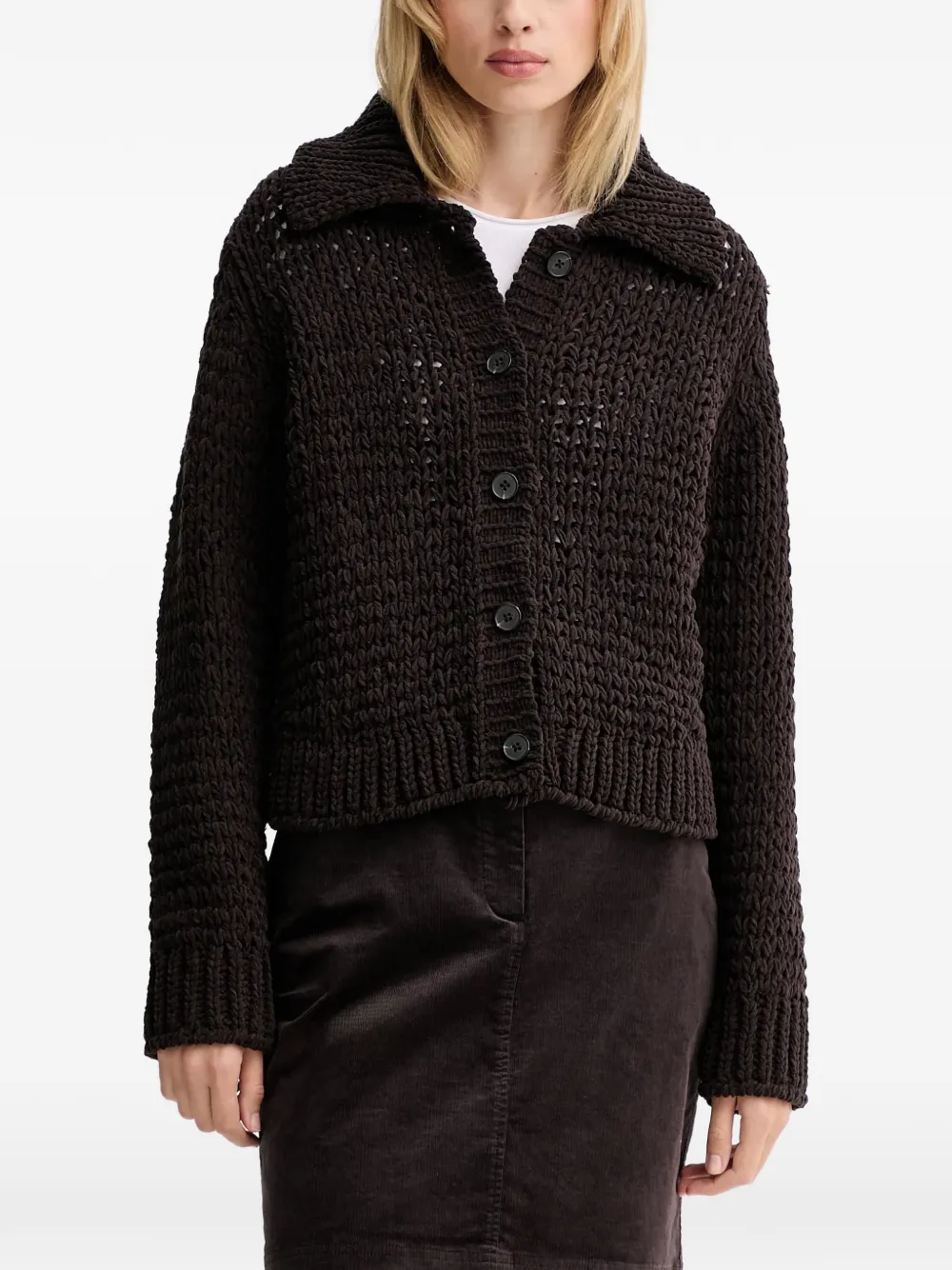 Marc O'Polo button collared cardigan | Brown | Image 1